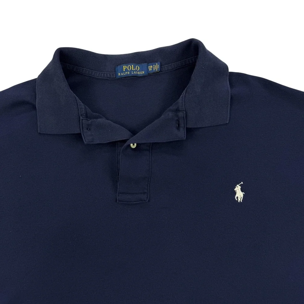 Polo Ralph Lauren Polo Shirt Mens Big 2XB Blue Knit Cotton Pony Logo Casual Top
